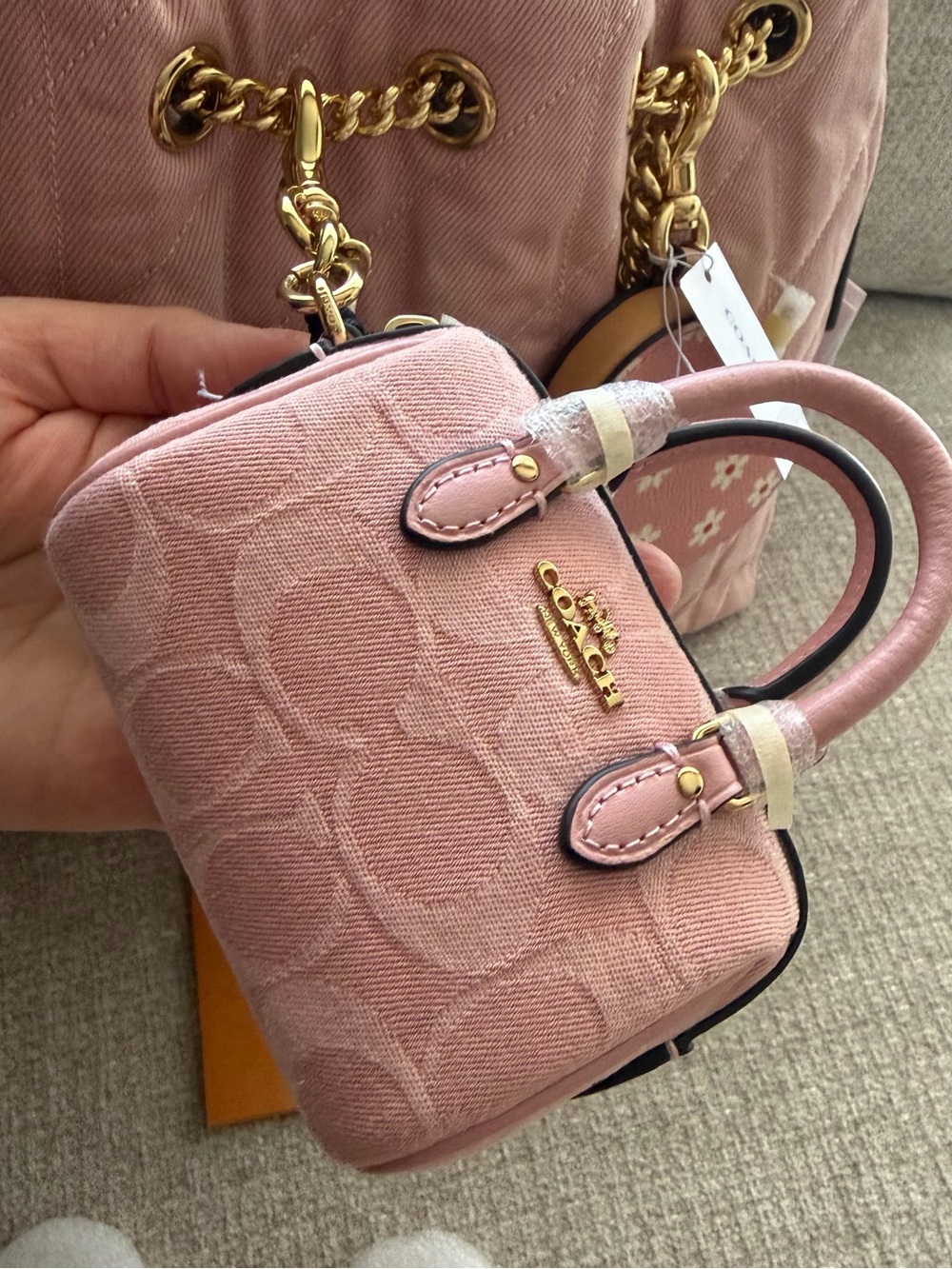 Coach Pink Denim Mini Rowan Charm